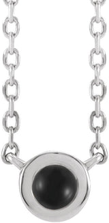 Platinum Round Natural Black Onyx Rose-Cut Bezel-Set Necklace