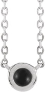 Platinum Round Natural Black Onyx Rose-Cut Bezel-Set Necklace