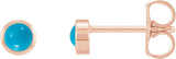 14K Gold Natural Turquoise Round Bezel-Set Rose-Cut Stud Earrings - Rose Gold
