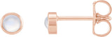 14K Gold Natural Rainbow Moonstone Round Bezel-Set Rose-Cut Stud Earrings - Rose Gold