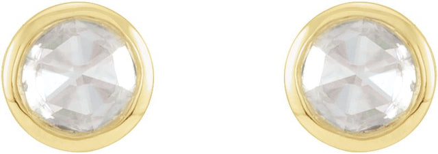 14K Gold Natural Diamond Round Bezel-Set Rose-Cut Stud Earrings - Yellow Gold - view 2