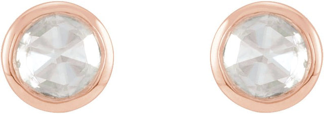 14K Gold Natural Diamond Round Bezel-Set Rose-Cut Stud Earrings - Rose Gold - view 2