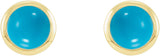 14K Gold Natural Turquoise Round Bezel-Set Rose-Cut Stud Earrings - Yellow Gold - view 2