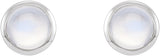 14K Gold Natural Rainbow Moonstone Round Bezel-Set Rose-Cut Stud Earrings - White Gold - view 2