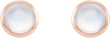 14K Gold Natural Rainbow Moonstone Round Bezel-Set Rose-Cut Stud Earrings - Rose Gold - view 2