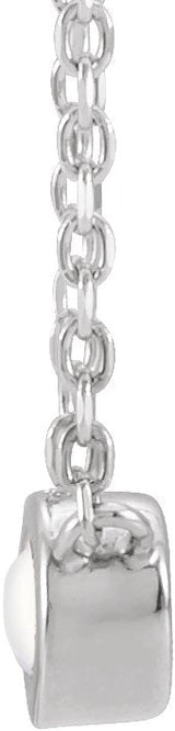 14K Gold Round Natural Rainbow Moonstone Rose-Cut Bezel-Set Necklace - White Gold - view 2