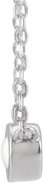 14K Gold Round Natural Rainbow Moonstone Rose-Cut Bezel-Set Necklace - White Gold - view 2