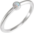 Platinum Round Natural White Opal Bezel-Set Stackable Ring