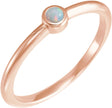 14K Gold Round Natural White Opal Bezel-Set Stackable Ring - Rose Gold