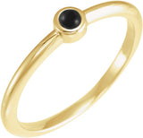 14K Gold Round Natural Black Onyx Bezel-Set Stackable Ring - Yellow Gold