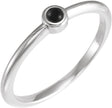 Platinum Round Natural Black Onyx Bezel-Set Stackable Ring