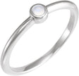 Platinum Round Natural Rainbow Moonstone Bezel-Set Stackable Ring