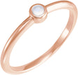 14K Gold Round Natural Rainbow Moonstone Bezel-Set Stackable Ring - Rose Gold