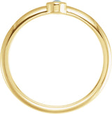 14K Gold Round Natural White Opal Bezel-Set Stackable Ring - Yellow Gold - view 2
