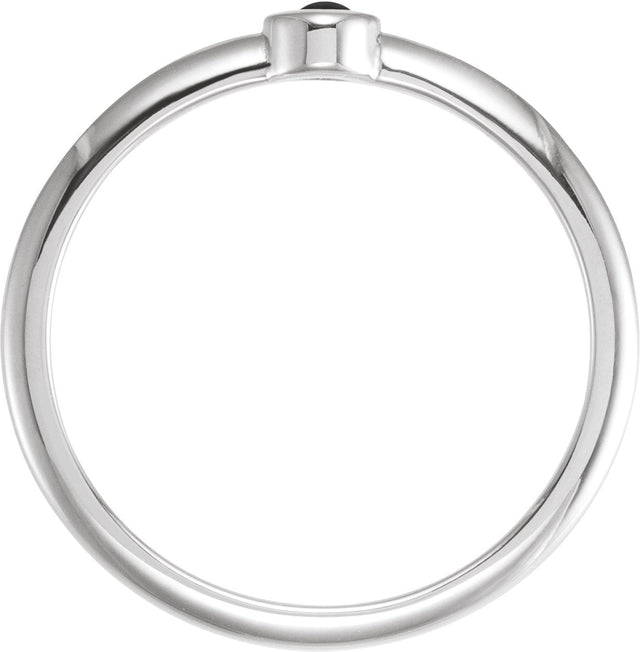Platinum Round Natural Black Onyx Bezel-Set Stackable Ring - view 2