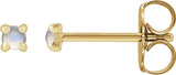 14K Gold Natural Rainbow Moonstone Round 4-Prong Claw Rose-Cut Stud Earrings - Yellow Gold