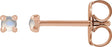 14K Gold Natural Rainbow Moonstone Round 4-Prong Claw Rose-Cut Stud Earrings - Rose Gold