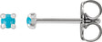 Platinum Natural Turquoise Round 4-Prong Claw Rose-Cut Stud Earrings