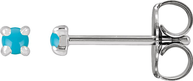 Platinum Natural Turquoise Round 4-Prong Claw Rose-Cut Stud Earrings