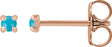 14K Gold Natural Turquoise Round 4-Prong Claw Rose-Cut Stud Earrings - Rose Gold