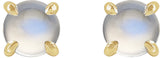 14K Gold Natural Rainbow Moonstone Round 4-Prong Claw Rose-Cut Stud Earrings - Yellow Gold - view 2