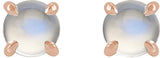 14K Gold Natural Rainbow Moonstone Round 4-Prong Claw Rose-Cut Stud Earrings - Rose Gold - view 2