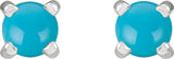 Platinum Natural Turquoise Round 4-Prong Claw Rose-Cut Stud Earrings - view 2