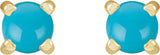 14K Gold Natural Turquoise Round 4-Prong Claw Rose-Cut Stud Earrings - Yellow Gold - view 2