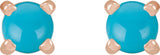 14K Gold Natural Turquoise Round 4-Prong Claw Rose-Cut Stud Earrings - Rose Gold - view 2