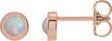 14K Gold Natural White Opal Round Bezel-Set Rose-Cut Stud Earrings - Rose Gold