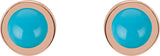 14K Gold Natural Turquoise Round Bezel-Set Rose-Cut Stud Earrings - Rose Gold - view 2