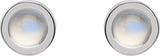 14K Gold Natural Rainbow Moonstone Round Bezel-Set Rose-Cut Stud Earrings - White Gold - view 2