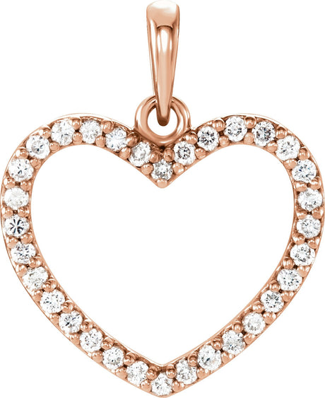 14K Gold Heart Pendant – 19.6x15.9mm - Rose Gold