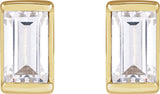 14K Gold Natural Diamond Straight Baguette Channel-Set Stud Earrings - Yellow Gold - view 2