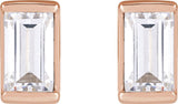 14K Gold Natural Diamond Straight Baguette Channel-Set Stud Earrings - Rose Gold - view 2