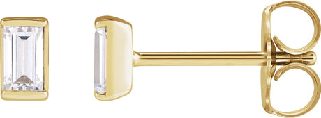 14K Gold Natural Diamond Straight Baguette Channel-Set Stud Earrings - Yellow Gold