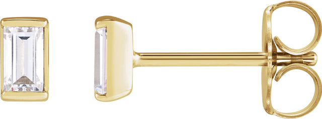 14K Gold Natural Diamond Straight Baguette Channel-Set Stud Earrings - Yellow Gold