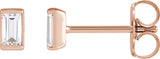 14K Gold Natural Diamond Straight Baguette Channel-Set Stud Earrings - Rose Gold