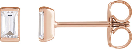 14K Gold Natural Diamond Straight Baguette Channel-Set Stud Earrings - Rose Gold