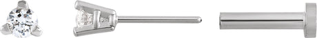 14K Gold Natural Diamond Round 3-Prong Press Fit Stud Earrings - White Gold