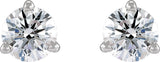 14K Gold Natural Diamond Round 3-Prong Press Fit Stud Earrings - White Gold - view 2