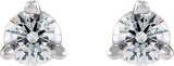 14K Gold Natural Diamond Round 3-Prong Press Fit Stud Earrings - White Gold - view 2