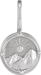 Men's 14K Gold Round Natural Diamond Element Pendant - White Gold