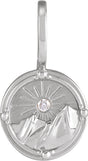 Men's 14K Gold Round Natural Diamond Element Pendant - White Gold