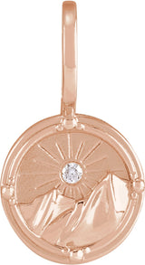 Men's 14K Gold Round Natural Diamond Element Pendant - Rose Gold