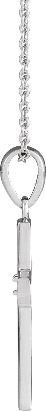 14K Gold Round Natural Diamond Engravable Cross Necklace or Pendant - White Gold - view 2