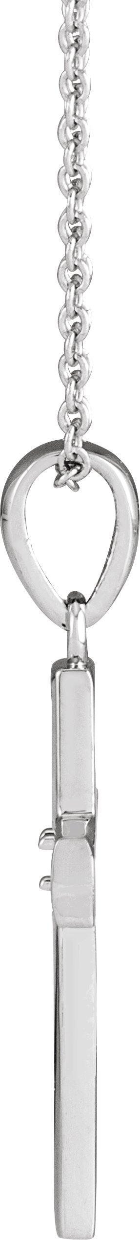 14K Gold Round Natural Diamond Engravable Cross Necklace or Pendant - White Gold - view 2