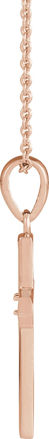 14K Gold Round Natural Diamond Engravable Cross Necklace or Pendant - Rose Gold - view 2