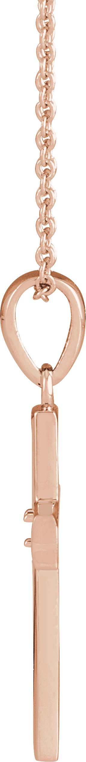 14K Gold Round Natural Diamond Engravable Cross Necklace or Pendant - Rose Gold - view 2