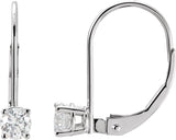 14K Gold Natural Diamond Round Lever Back Earrings - White Gold